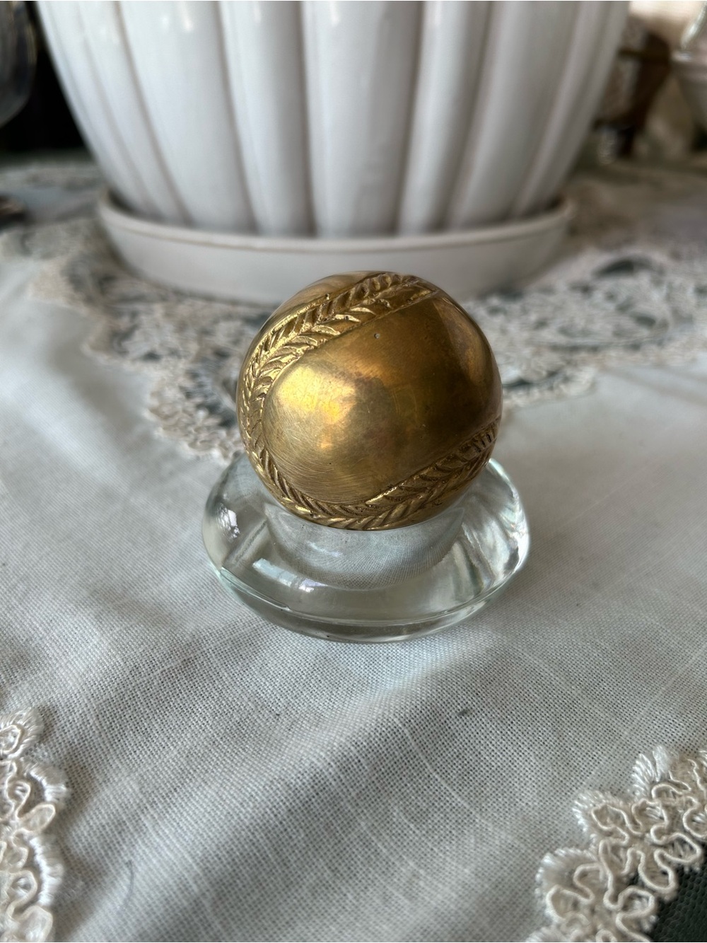 Brass Baseball Paperweight